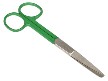 FORBICI RETTE PUNTE ALTERNE - anelli verdi - 14 cm
