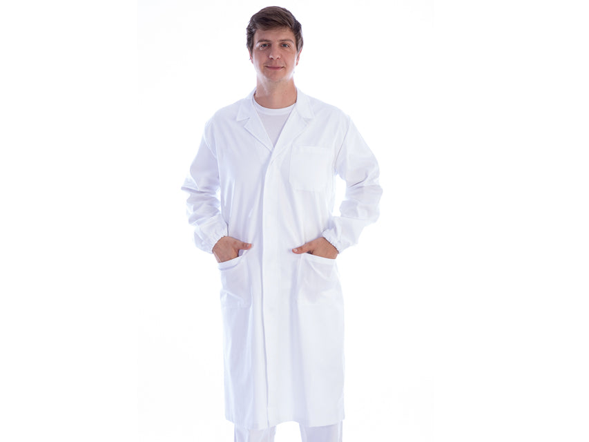 Camice Bianco con Automatici Unisex Cotone/Poliestere