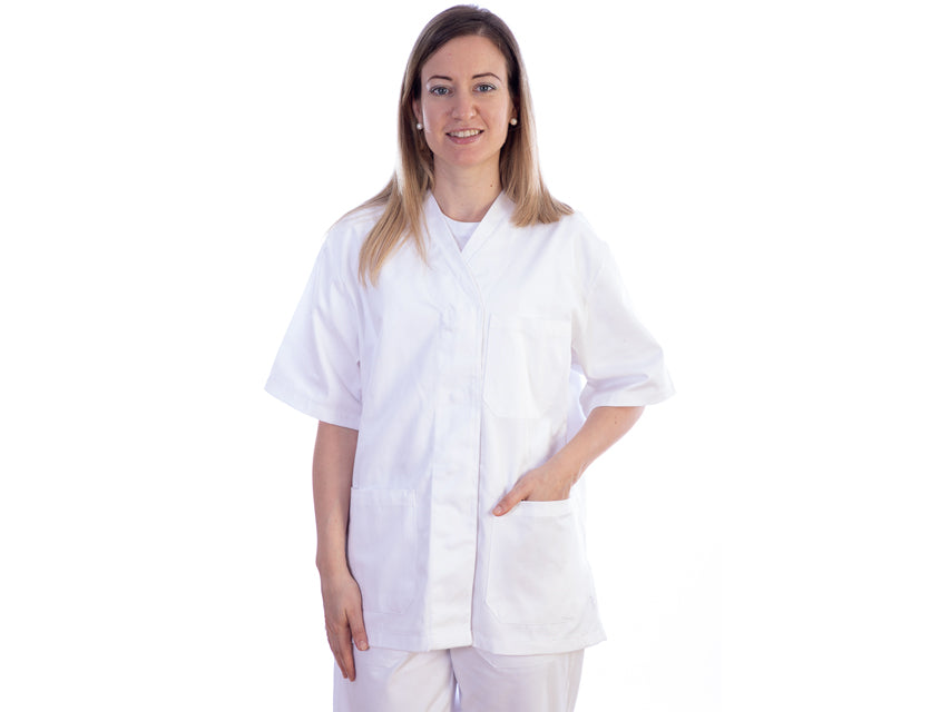 Casacca con Automatici Donna Bianca Cotone/Poliestere