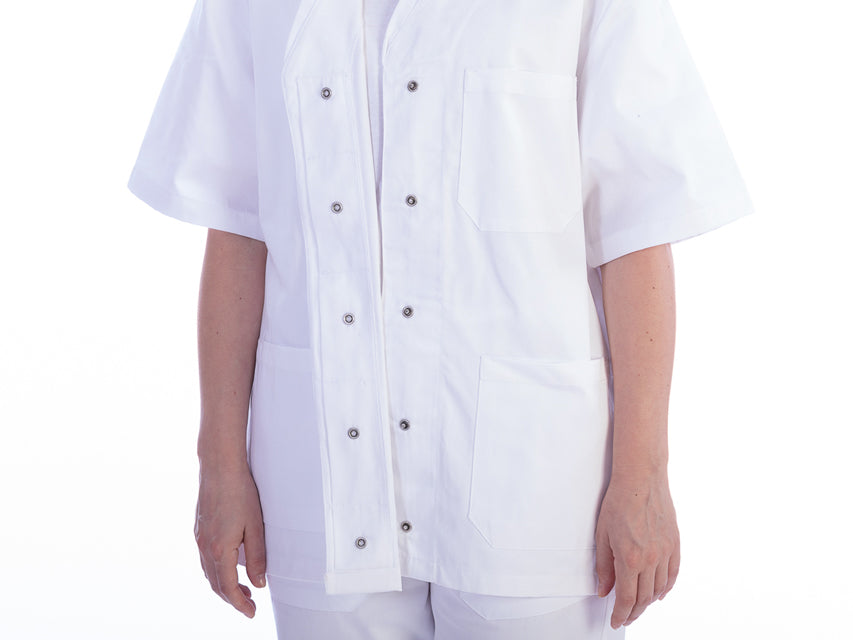 Casacca con Automatici Donna Bianca Cotone/Poliestere