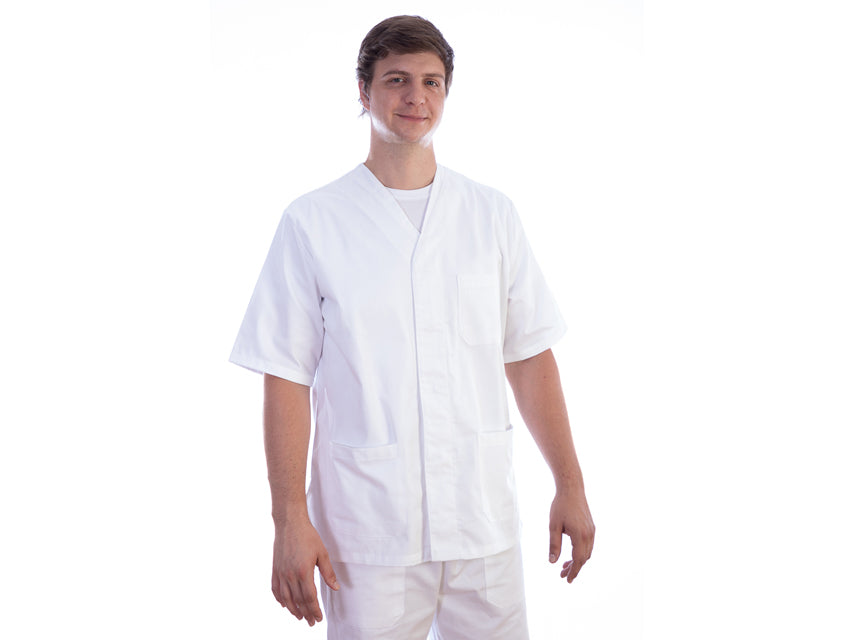 Casacca con Automatici Unisex Bianca Cotone/Poliestere
