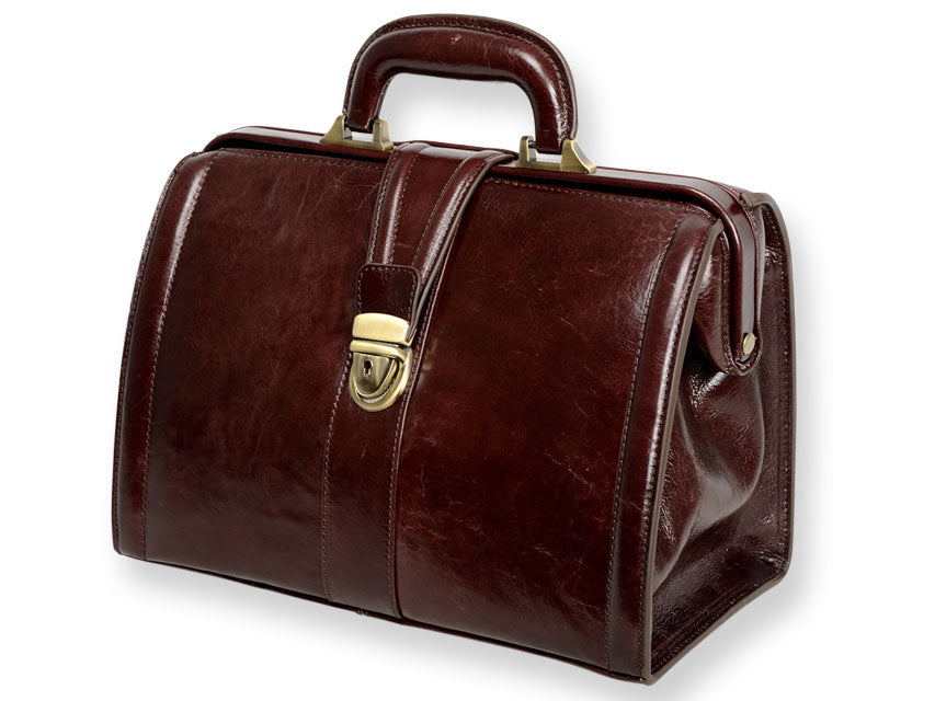 Valigetta Medica GIMA Cuoio Fiore Marrone 34x18x22cm - Cod. 27120 Made in Italy