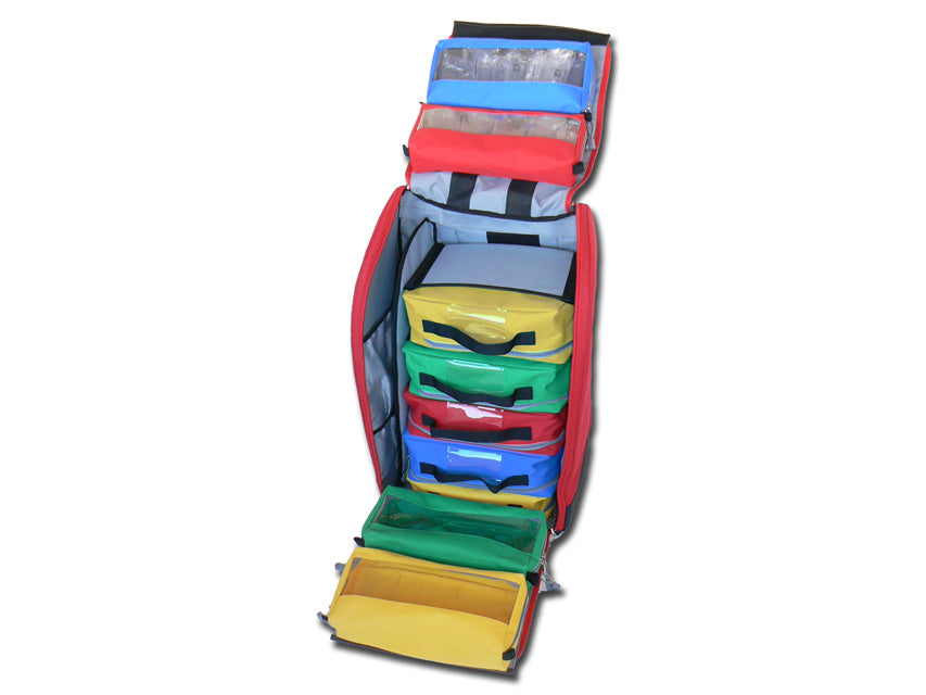 Zaino Ambulanza GIMA Rosso Modulare 40x30x57cm - 8 Borsette Cod. 27174