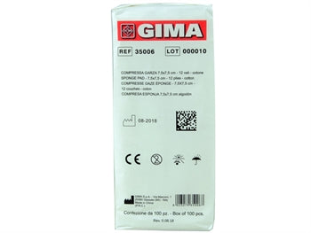 COMPRESSE GARZA COTONE - 7,5x7,5 cm - 12 veli - 10 pacchi da 100