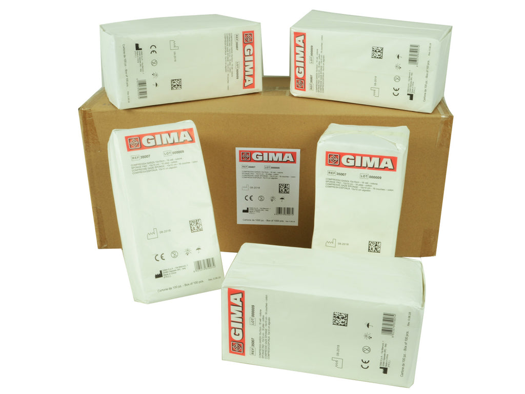 COMPRESSE GARZA COTONE - 7,5x7,5 cm - 12 veli - 10 pacchi da 100