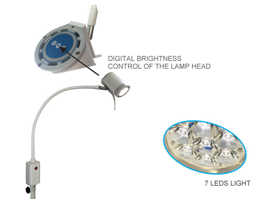 LAMPADA HYRIDIA A 7 LED con braccio flessibile - su carrello