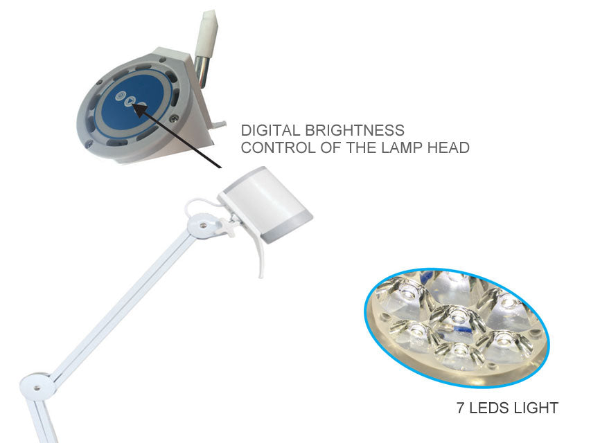 LAMPADA HYRIDIA A 7 LED con braccio a pantografo - su carrello